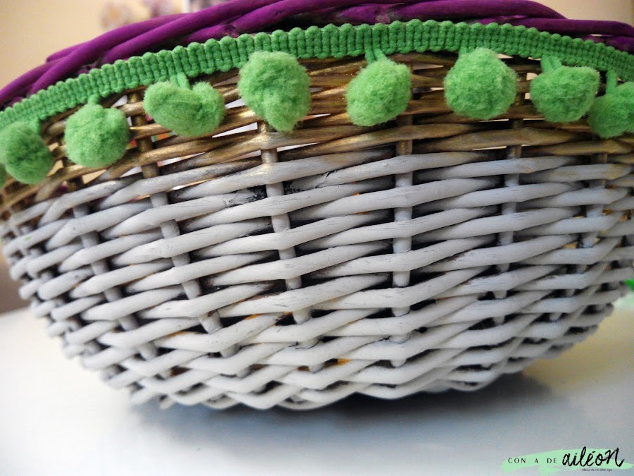 cesta pintada manualidades reciclaje