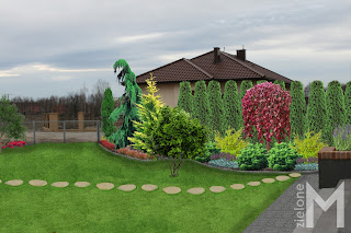 Projekt ogrodu przydomowego w luźnym stylu 