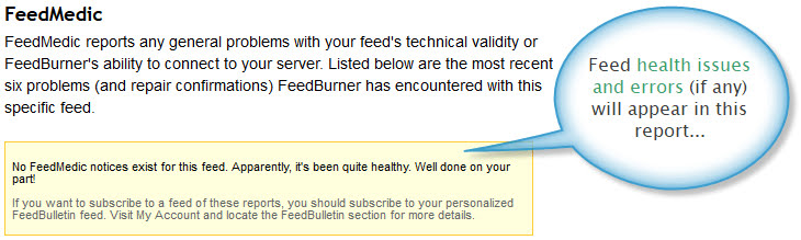 Feedburner's FeedMedic report