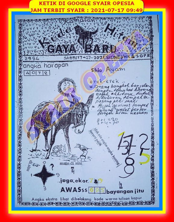 Syair Sgp Hari Ini Sabtu 17 Juli 2021 Opesia Official