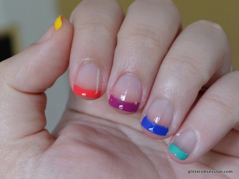 9. Glitter Gradient Rainbow French Tips - wide 1