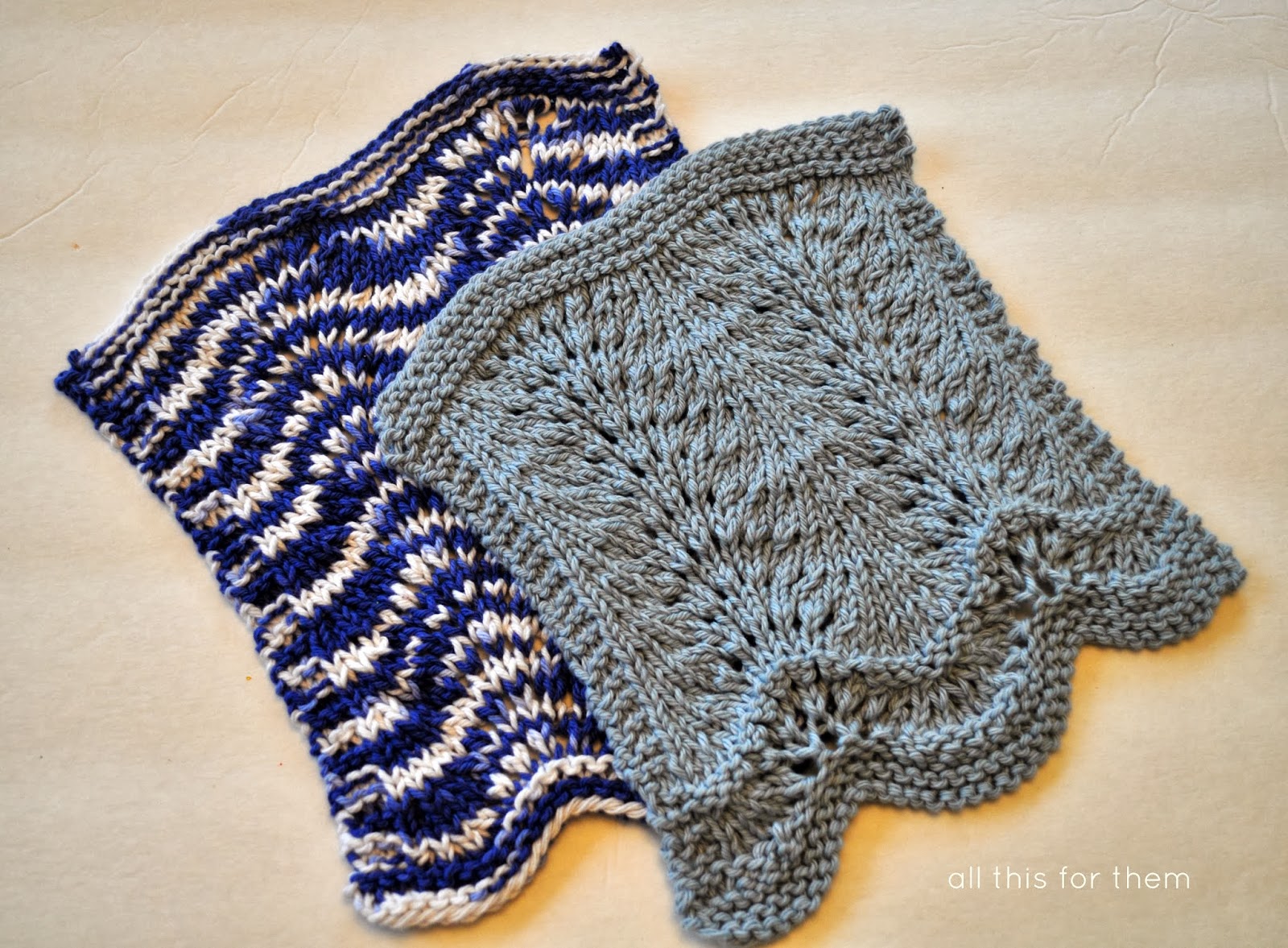 all this for them: Feather and Fan Dishcloth in Blues