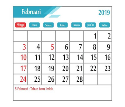 Kalender Februari 2019 - tanggal merah Kalender Februari 2019 - tanggal merah