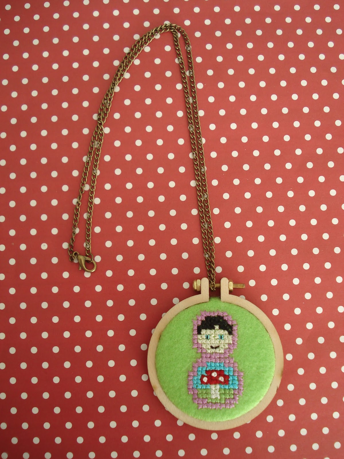 cupcake cutie Mini Embroidery Hoop Necklaces