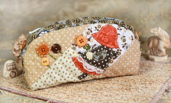 Cosmetic Bag Japanese Patchwork. DIY Photo Tutorial and Pattern