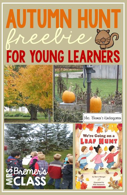 Take learning outside! FREE fall scavenger hunt where students can search outdoors for signs of the changing season. Perfect for PreK-1st grade. #fall #scavengerhunt #freebies #kindergarten #1stgrade #seasons #kindergartenscience