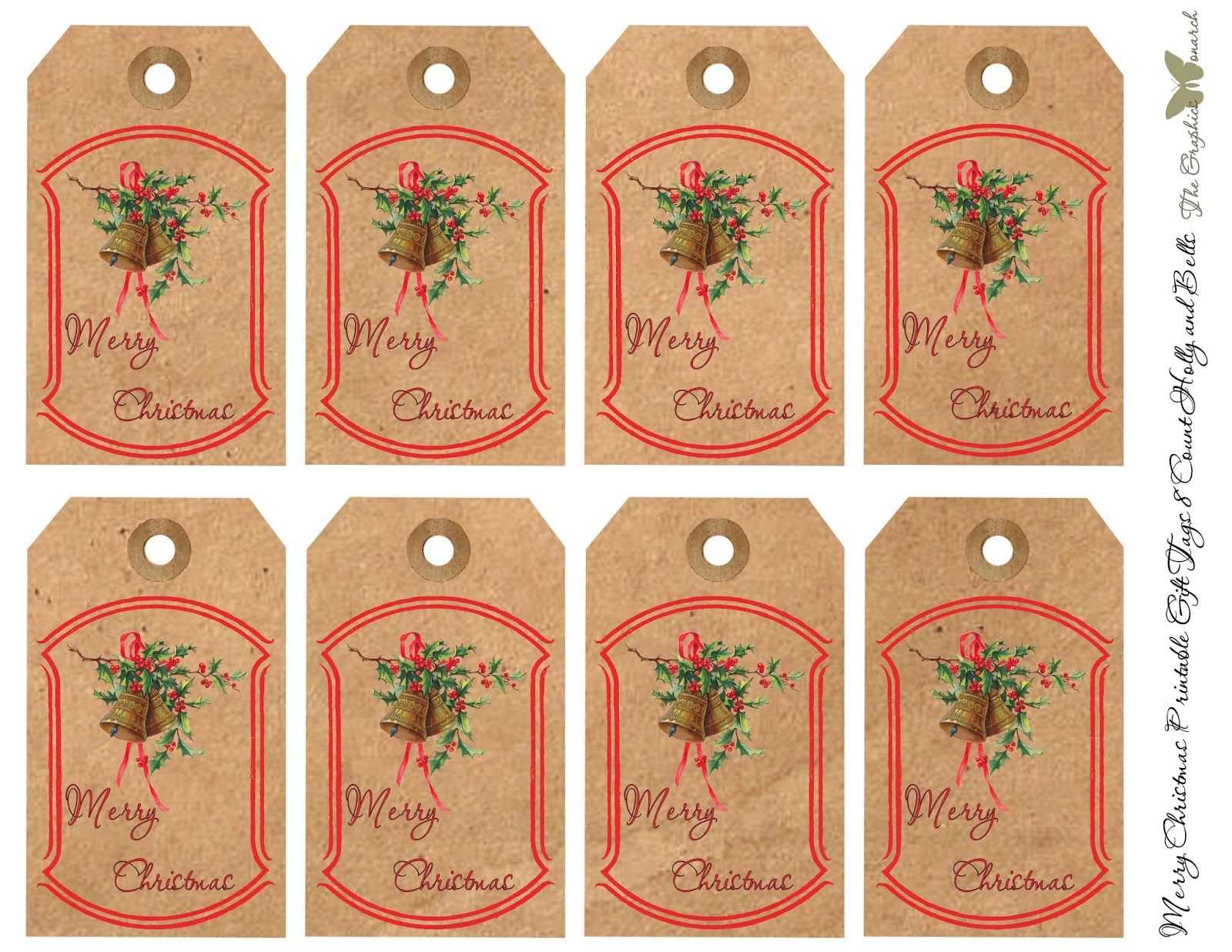 The Graphics Monarch Printable Christmas Holly Gift Tag Digital Sheets