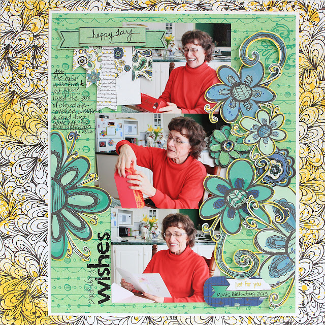 Birthday Wishes Layout by Juliana Michaels for Bo Bunny