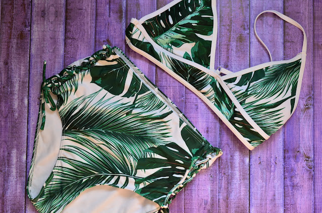модный ретро Купальник с завышенной талией Tropical Leaf Print High Waist Bikini Set 