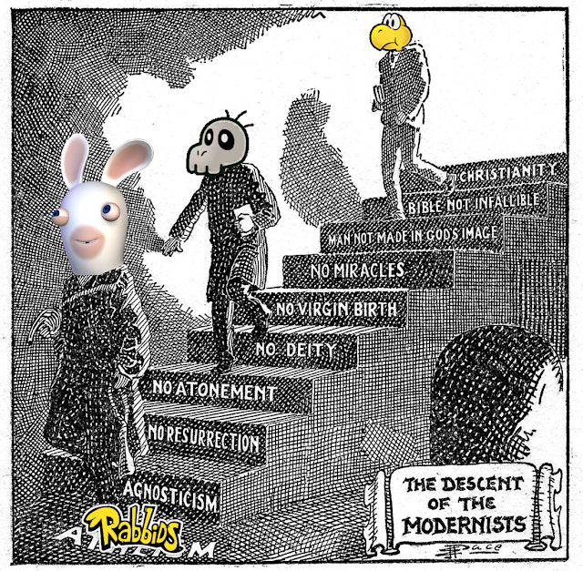 The Descent of the Modernists Descent of the Modernists Rabbid Dry Bones Koopa Troopa Christianity Agnosticism Atheism God Religion