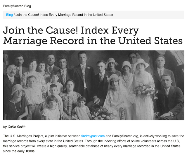 Genealogy's Star The U.S. Marriage Project is Indexing nearly every U