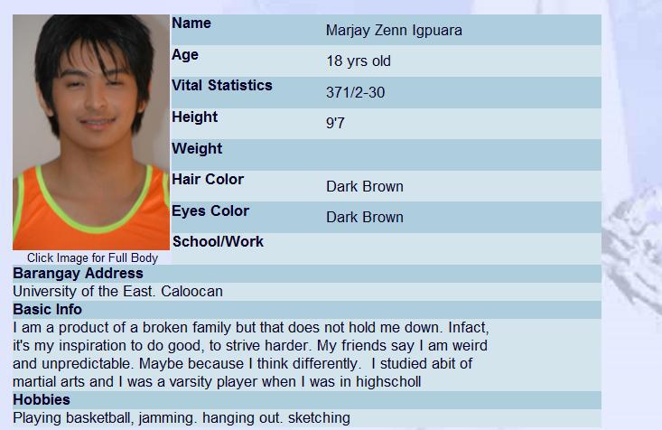 Biodata Marjay Zenn Igpuara