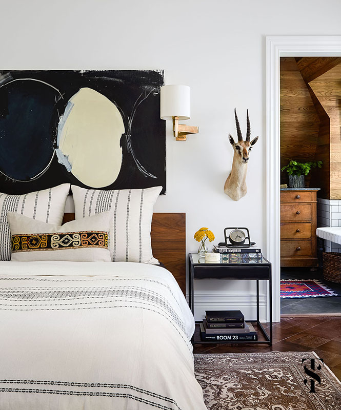 Bedroom with Classic Decor in French Tudor Renovation by Summer Thornton on Hello Lovely