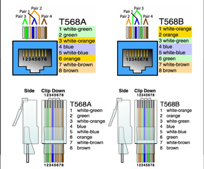 Выберите изображение разъема в котором проводники расположены по стандарту eia tia 568b