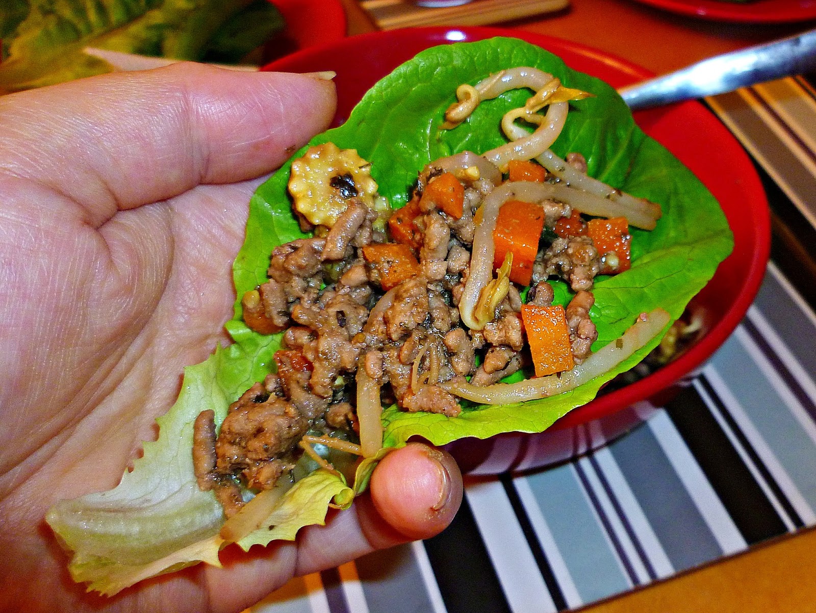 Culinary Therapy Stirfried beef mince in lettuce cups
