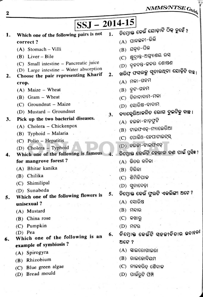 Nmms exam model question paper 8th standard pdf image