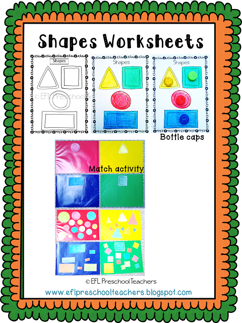 ESL/EFL Preschool Teachers: Shape Worksheets for Preschool ELL