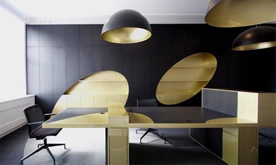 Luxury Office Interior Design With Black And Gold Architecture Designs