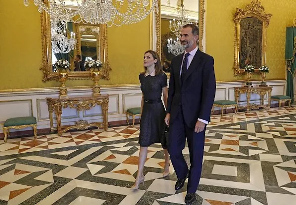 Queen Letizia style HUGO BOSS Bespoke Leather Handbag, COOLOOK Hera Earrings, MAGRIT Shoes