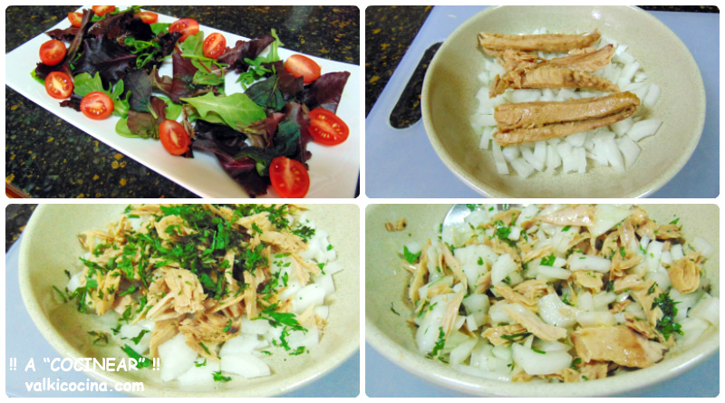 Ensalada de brotes tiernos y melva o atún