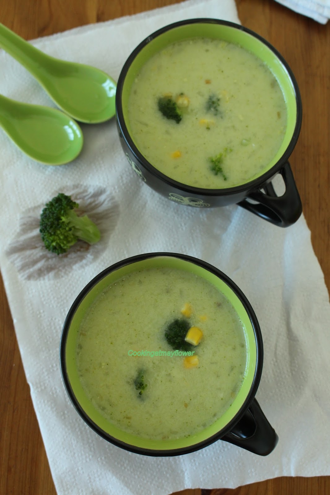 Cooking at Mayflower Broccoli oats soup