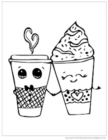 fall coloring page boy and girl coffee cups