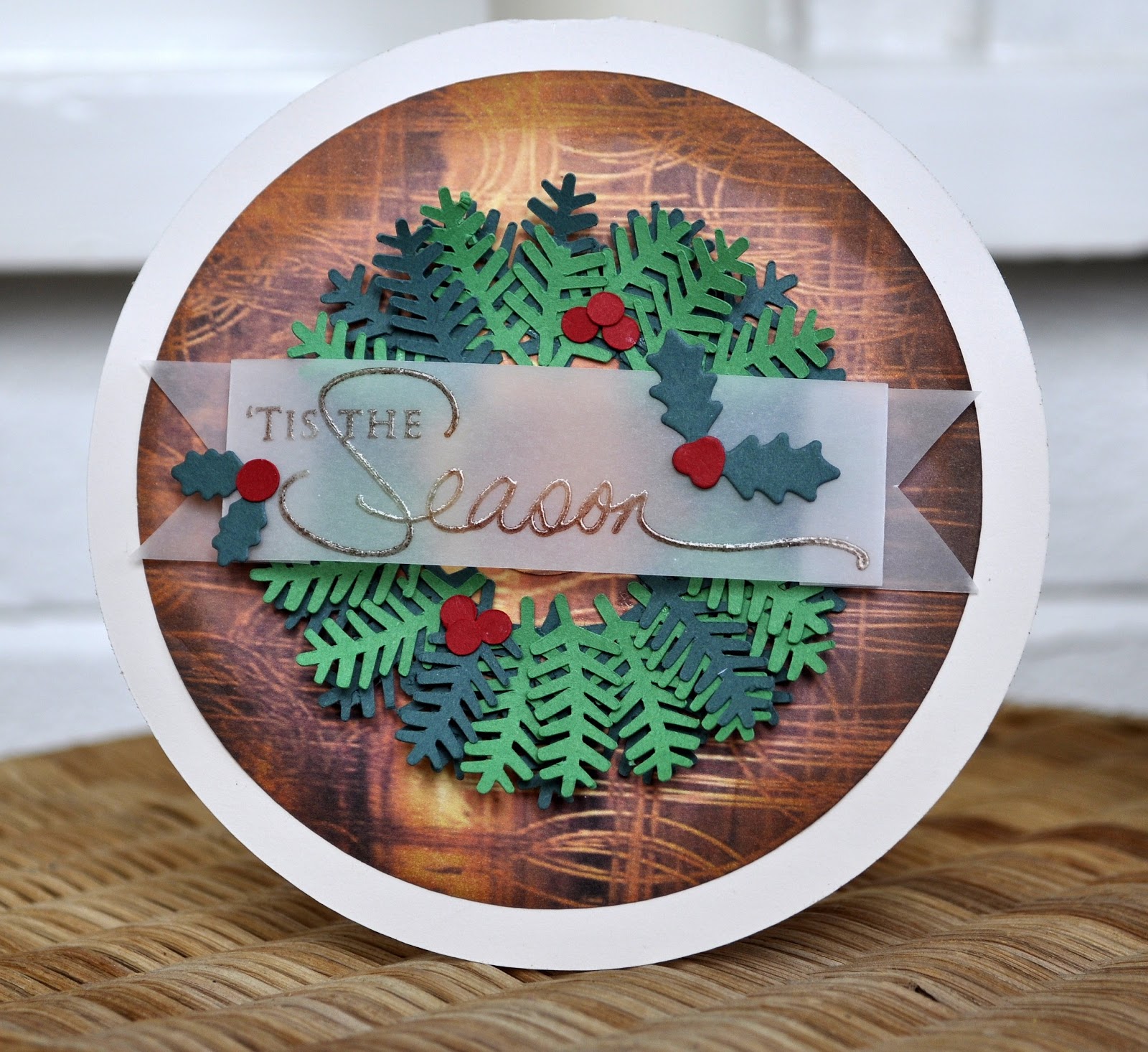 Inky Fingers Silhouette Cameo Christmas Wreath Card