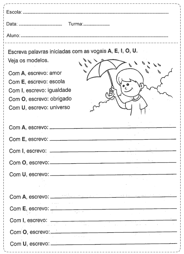 Português para 1° ano do ensino fundamental — SÓ ESCOLA Português para 1° ano do ensino fundamental — SÓ ESCOLA