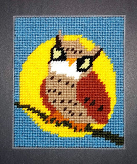 Little owl needlepoint picture