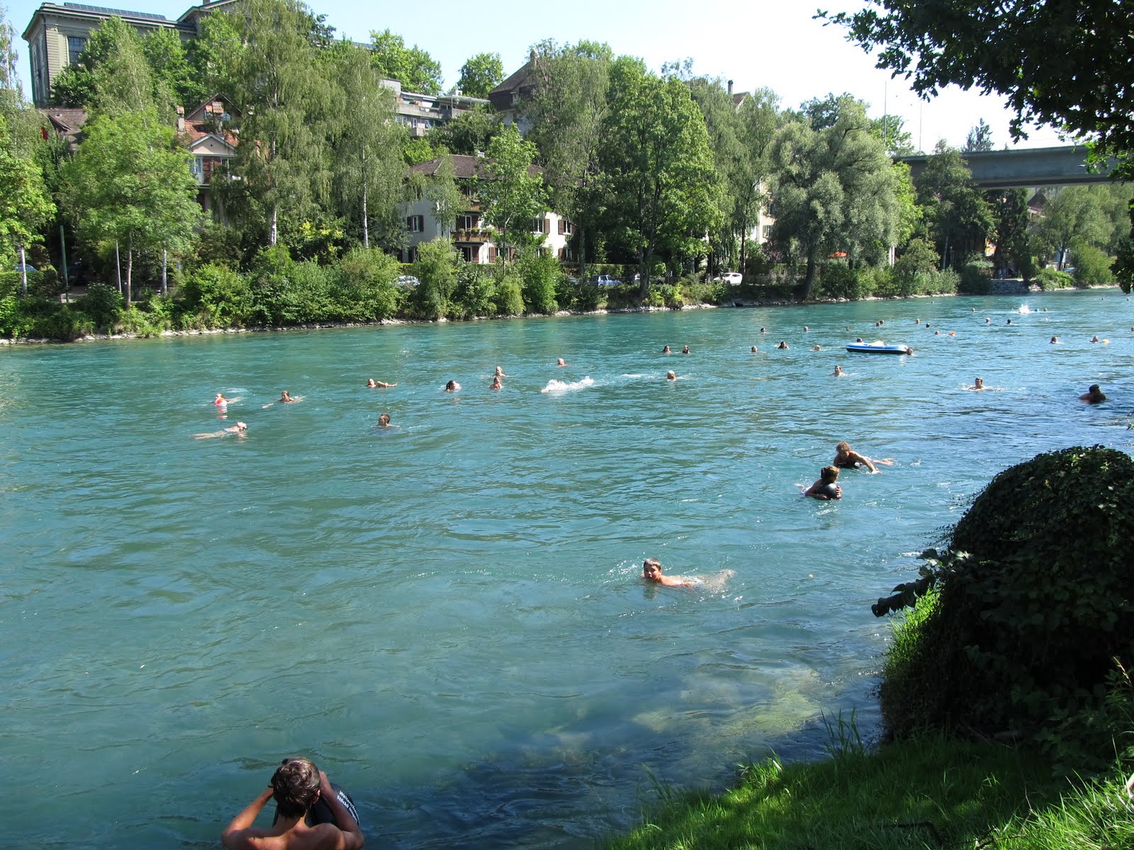 Emilie s Daughter Swimming In River Aare