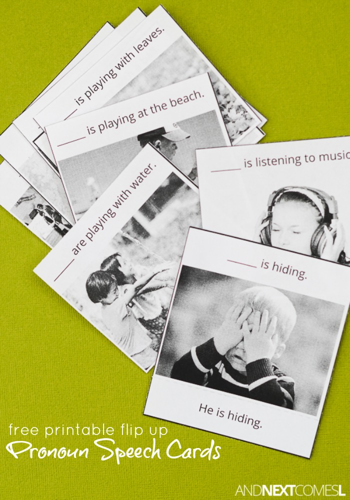 Free Printable Flip Up Pronoun Speech Cards And Next Comes L 