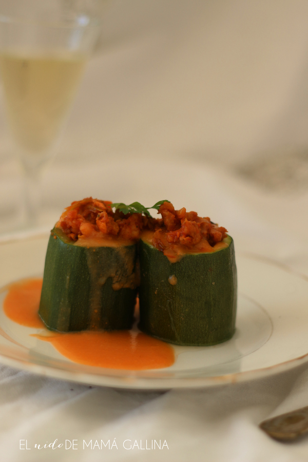 calabacines rellenos de marisco