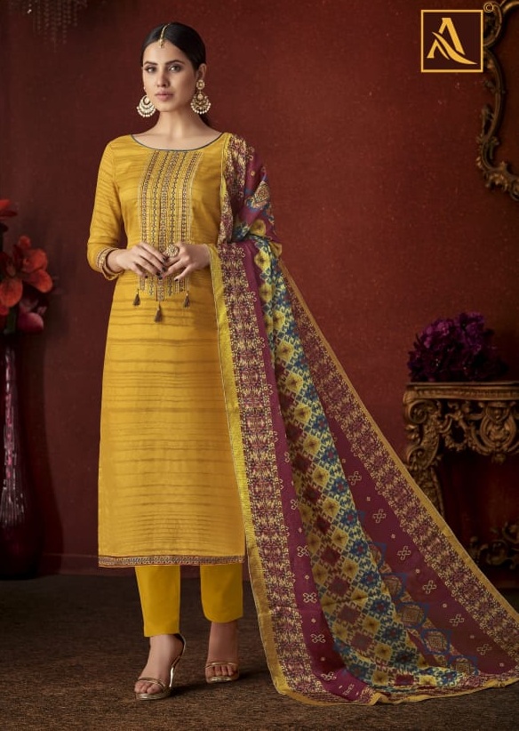 Multi Colored Patola Printed Anarkali Suit in Jacquard Art Silk...