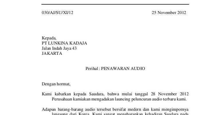 Contoh Surat Hanging Paragraph Style Dalam Bahasa Inggris