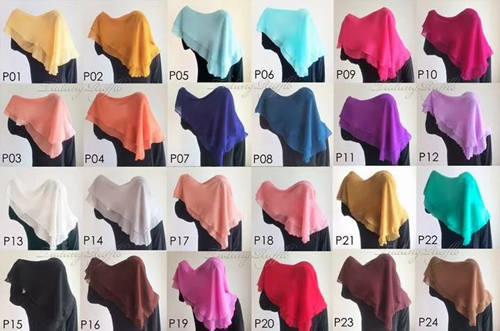 Tudung Bawal Ruffle Plain