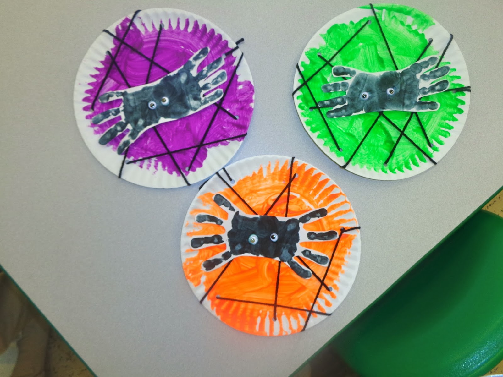 Terrific Preschool Years Handprint spider and lacing web!