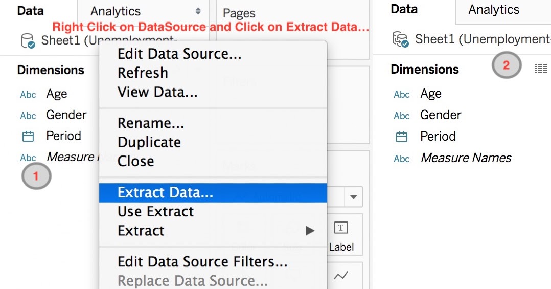 Tableau Extract Data and Filter How to create filter and Visualise