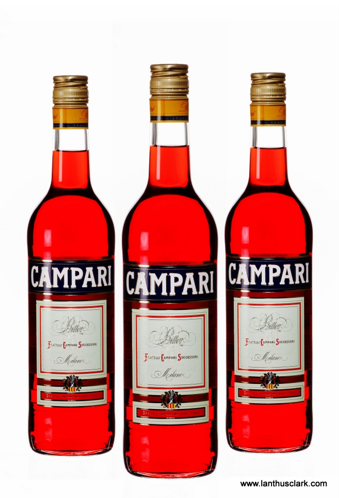 The Photophile: Three Bottles of Campari on a Seamless White Background