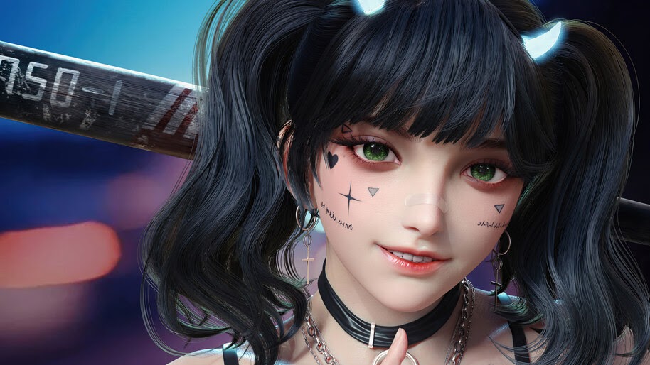 Anime, Beautiful, Girl, Tattoo, Smile, 4K, #6.2208