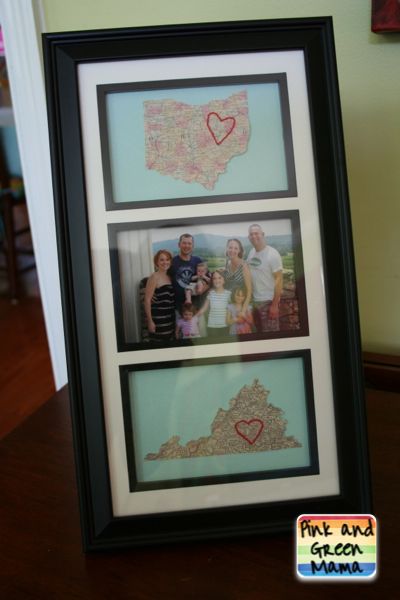 Pink And Green Mama Homemade Gift Embroidered Map Going Away Homemade Gift Embroidered Map Going Away