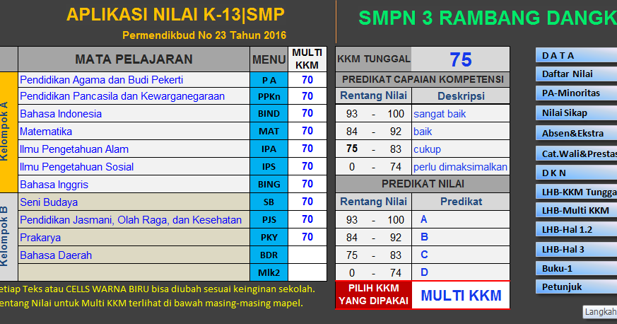 aplikasi penilaian kurikulum 2013 revisi 2017/2018 smp