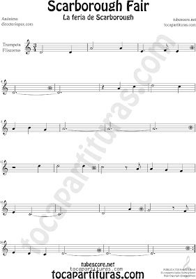 Partitura la feria de scarborough de Trompeta y Fliscorno Sheet Music for Trumpet and Flugelhorn Music Scores Scarborouh Fair