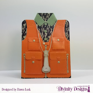 Divinity Designs Custom Dies: Couture Collection, Fishing & Hunting Vest, Paper Collection: Menswear Material