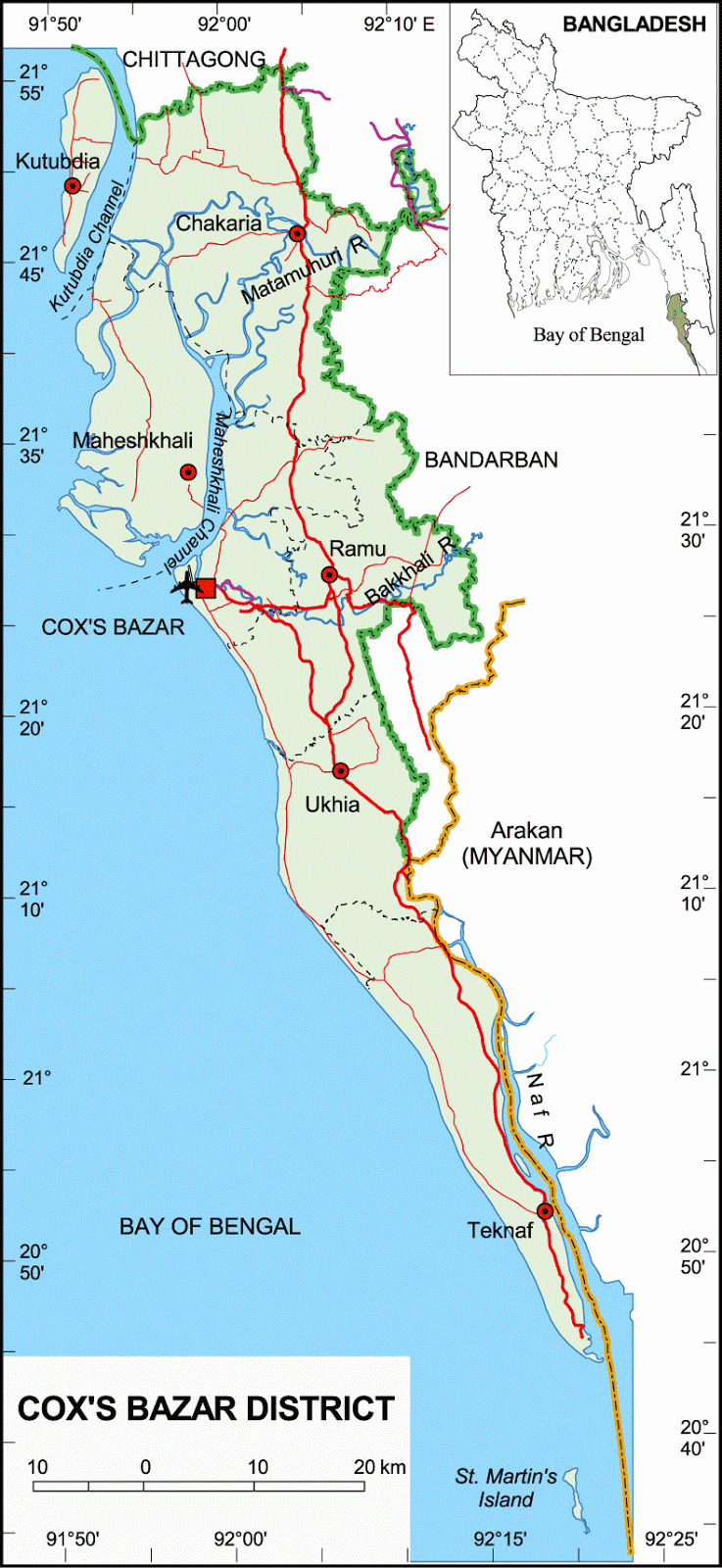 Cox's Bazar District Map Bangladesh