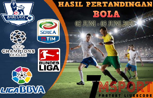 HASIL PERTANDINGAN BOLA 02 JUNI – 03 JUNI 2020