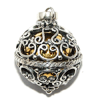 Ornate Sterling Silver Harmony Ball with Brass Chime Ball