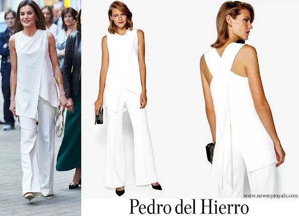 Queen Letizia wore a white dress by Pedro del Hierro