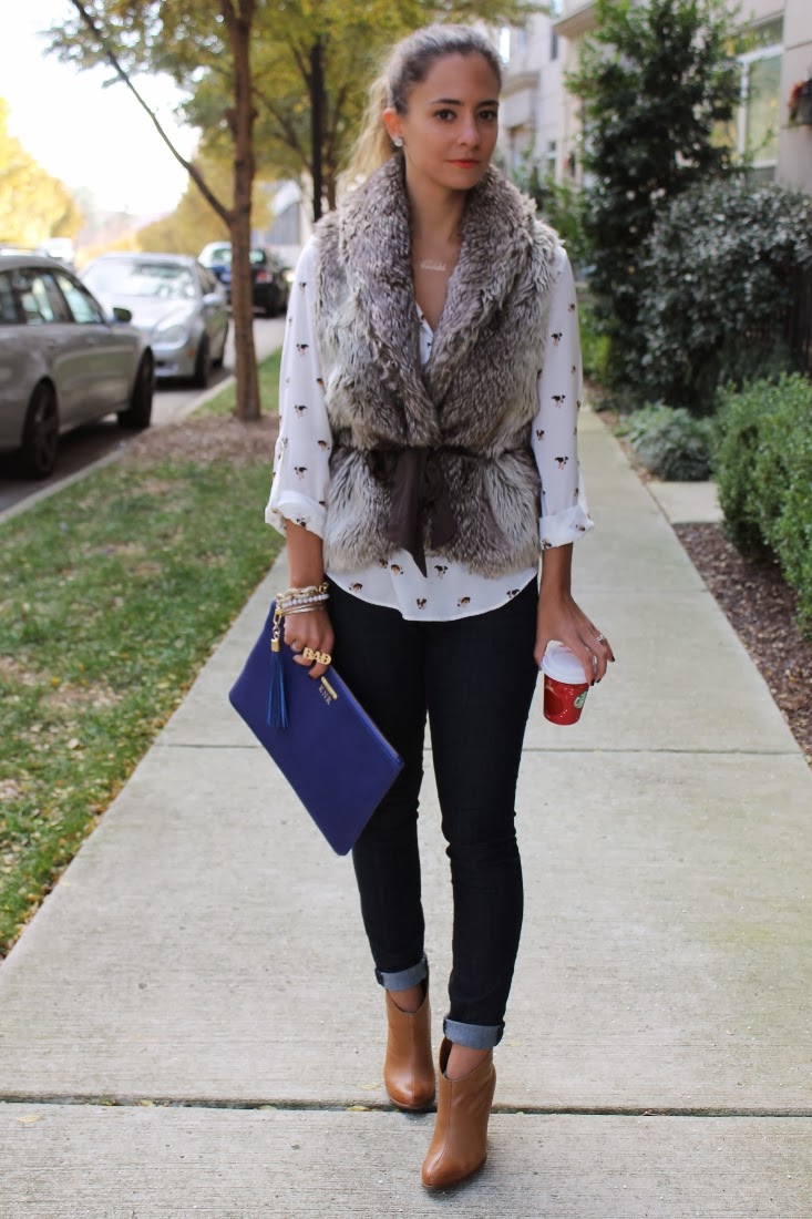 Bedazzles After Dark: Outfit Post: Faux Fur Vest & Some JRTs