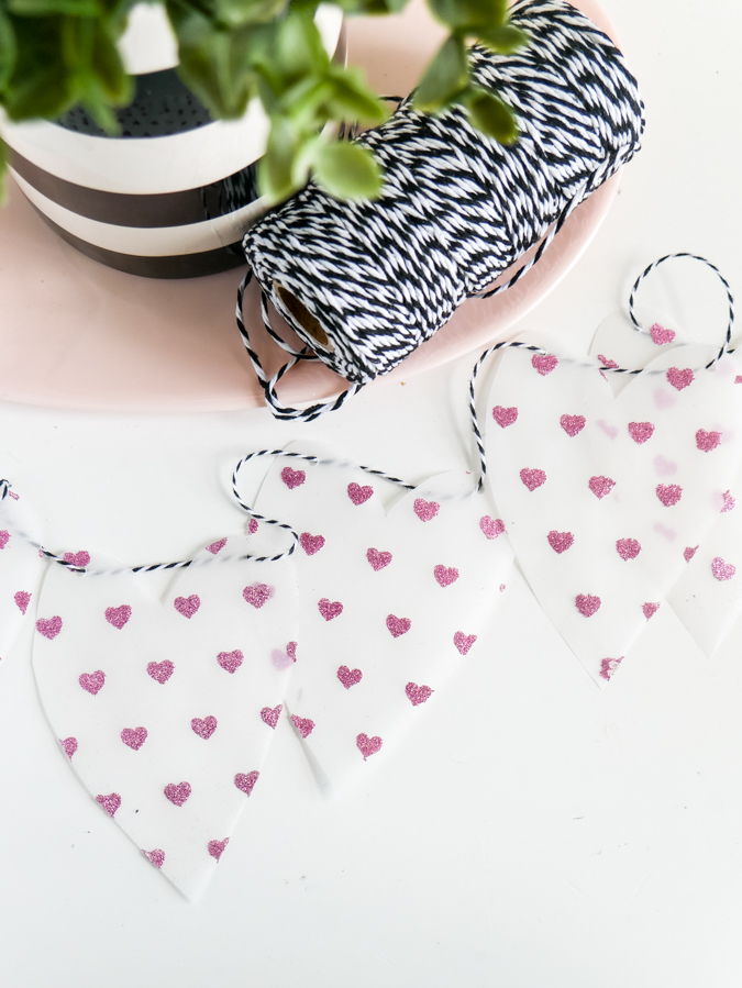 How To Minc Glitter a Stencil Heart Banner by Jamie Pate