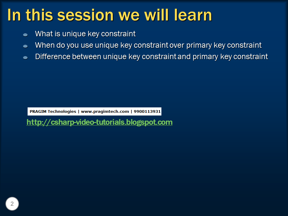 Sql server, and c video tutorial Part 9 Unique key constraint